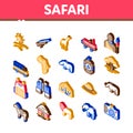 Safari Travel Isometric Elements Icons Set Vector Royalty Free Stock Photo