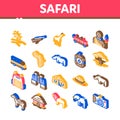 Safari Travel Isometric Elements Icons Set Vector Royalty Free Stock Photo