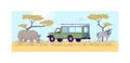 Safari trip semi flat vector illustration