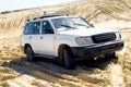 Safari truck at the desert, front view