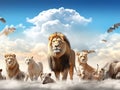 Ai Generated illustration Wildlife Concept of Safari Zoo Animals Over Web Banner Royalty Free Stock Photo