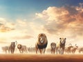 Ai Generated illustration Wildlife Concept of Safari Zoo Animals Over Web Banner Royalty Free Stock Photo