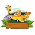 Safary trip animals cartoon in vector