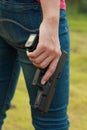 Safe Action with a gun Royalty Free Stock Photo