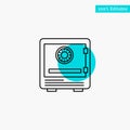Safe, Bank, Deposit, Lock, Money, Safety, Security turquoise highlight circle point Vector icon