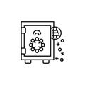 Safe bitcoin closed box virus icon. Element of cyber security icon