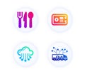 Safe box, Cloud storage and Food icons set. Truck delivery sign. Deposit, Data service, Cutlery. Logistics. Vector Royalty Free Stock Photo