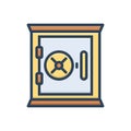 Color illustration icon for Safe Box, almirah and money