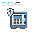 Safe box icon vector with outline color style isolated on white background. Vector illustration safety box sign symbol icon Royalty Free Stock Photo
