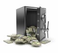 Safe box and money 3D. Protection finance