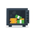 Safe box with money savings isolated vector illustration