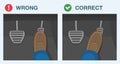 Safe car driving rules and tips. Correct and wrong gas or accelerator pedal pressing.