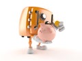 Safe character holding piggy bank