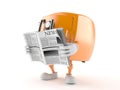 Safe character reading newspaper Royalty Free Stock Photo
