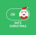 Safe Christmas concept. Face mask safe mode switch toggle. xmas Flat vector illustration with character person avatar on face mask