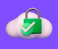 Safe cloud service or data protection icon concept with cloud and lock isolated on purple background. Vector illustration Royalty Free Stock Photo