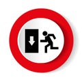 Safe condition sign. Emergency exit. Black icon on white background in a red circle Royalty Free Stock Photo