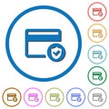 Safe credit card transaction icons with shadows and outlines Royalty Free Stock Photo