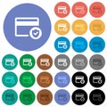 Safe credit card transaction round flat multi colored icons