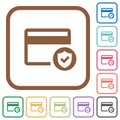 Safe credit card transaction simple icons