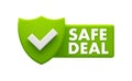 Safe Deal Guarantee Badge - Secure Transaction Shield with Checkmark Vector Illustration