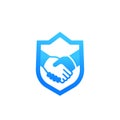 Safe deal, partnership vector icon with handshake