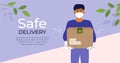 Safe delivery concept with man in medical face mask