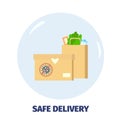 Safe delivery concept. Shopping online. Vector illustration