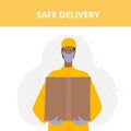 Safe delivery man courier character illustration
