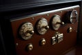 safe deposit box, with combination dial and keyhole visible