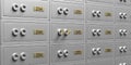 Safe deposit boxes background, for storing safely valuables in a bank. 3d illustration Royalty Free Stock Photo