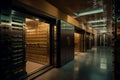 Safe deposit boxes room in bank vault. Inside in Bank vault room with Dollars and euro money. Royalty Free Stock Photo