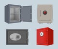 Safe deposit. Security steel box with protection code big bank door locker protect your personal money and treasures Royalty Free Stock Photo