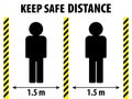 Safe distancing concept. Keep the 1,5 meter distance. Avoid crowds. Coronovirus epidemic protective. Silhouette of Persons and Bl