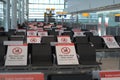 Safe Distancing Notices at London Heathrow Airport Royalty Free Stock Photo