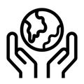 Safe earth icon . earth globe by holding hand image.