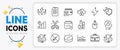 Safe energy, Chromium mineral and Healthcare calendar line icons. For web app. Vector