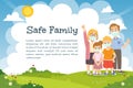 Safe family while coronavirus outbreak template with copy space