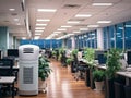 Safe futuristic office with air purifiers