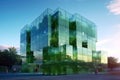 Safe Glass Faade On Sustainable Green Building Designed To Withstand Extreme Weather Conditions. Generative AI