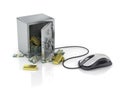 Safe with gold and money and computer mouse. Royalty Free Stock Photo