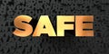 Safe - Gold text on black background - 3D rendered royalty free stock picture
