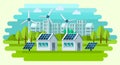 Safe green energy concept in a flat style. Royalty Free Stock Photo