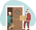 Safe Grocery shopping and fast delivery for elderly people during COVID-19 quarantine on Christmas holidays. Instant shipping.