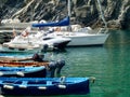 Boats in the Vernazza harbour in Cinque Terra
