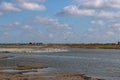 Safe haven for birds during bird migration, lagoon, swamps and puddles at the foot of the Hondsbossche Zeewering Royalty Free Stock Photo