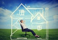 A safe house. Happy woman enjoying her day in a new home Royalty Free Stock Photo