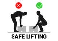 Safe lifting. Silhouettes of people lifting weights.