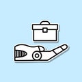 Safe mode technology sticker icon. Simple thin line, outline vector of Artifical intelligence icons for ui and ux, website or