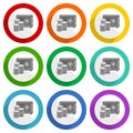 Safe and money, bank, business vector icons, set of colorful flat design buttons for webdesign and mobile applications Royalty Free Stock Photo